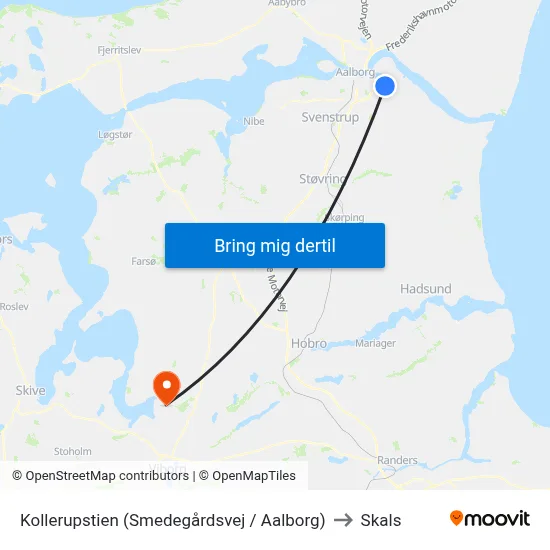 Kollerupstien (Smedegårdsvej / Aalborg) to Skals map
