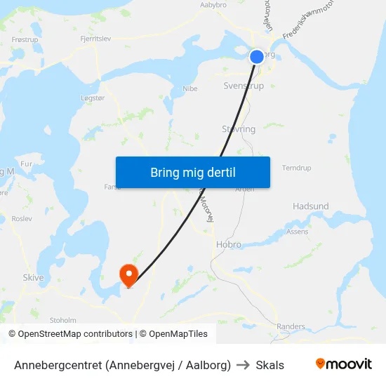 Annebergcentret (Annebergvej / Aalborg) to Skals map