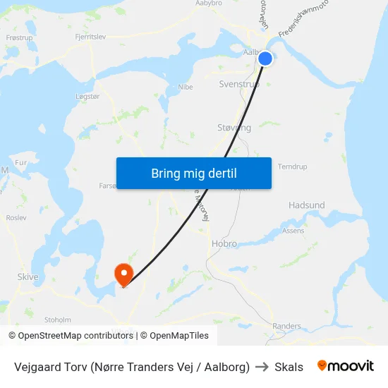 Vejgaard Torv (Nørre Tranders Vej / Aalborg) to Skals map