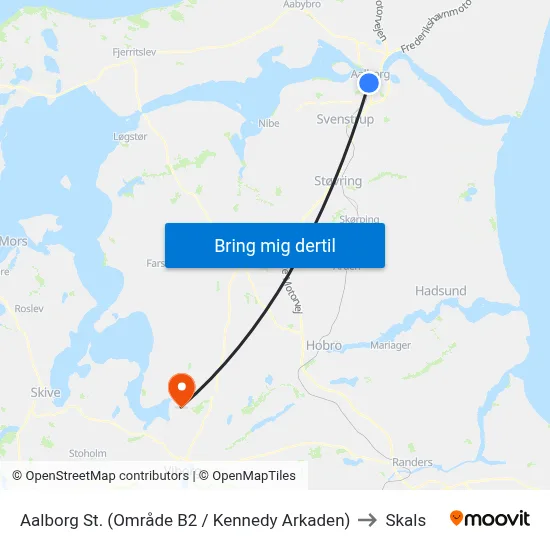 Aalborg St. (Område B2 / Kennedy Arkaden) to Skals map