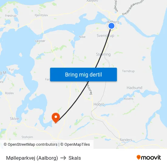 Mølleparkvej (Aalborg) to Skals map