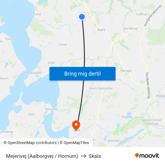 Mejerivej  (Aalborgvej / Hornum) to Skals map