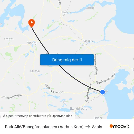 Park Allé/Banegårdspladsen (Aarhus Kom) to Skals map