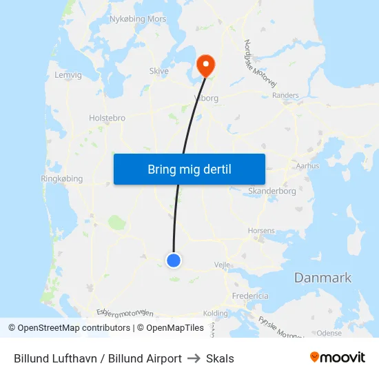 Billund Lufthavn / Billund Airport to Skals map