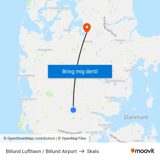 Billund Lufthavn / Billund Airport to Skals map