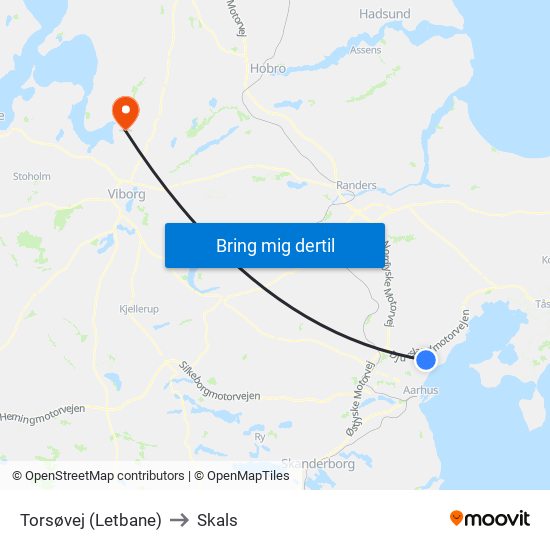 Torsøvej (Letbane) to Skals map