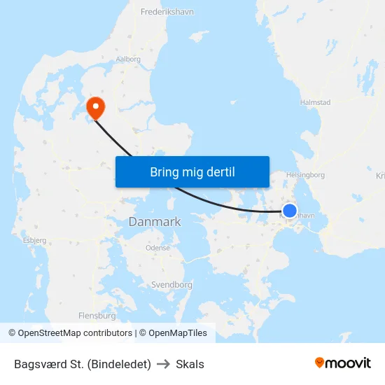 Bagsværd St. (Bindeledet) to Skals map