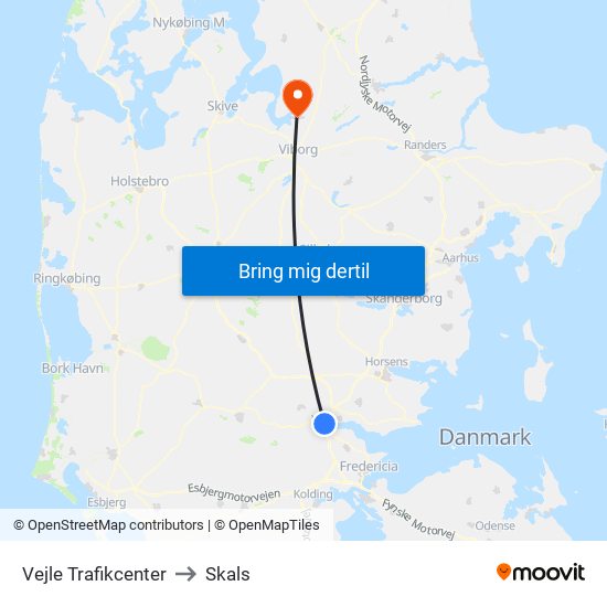 Vejle Trafikcenter to Skals map