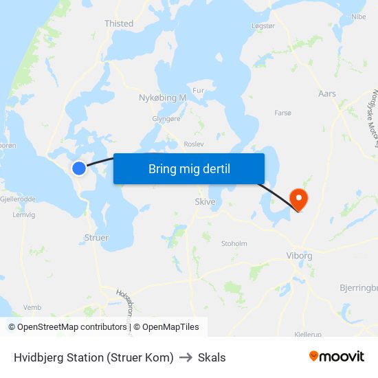 Hvidbjerg Station (Struer Kom) to Skals map