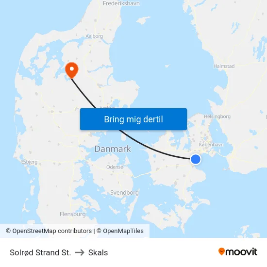 Solrød Strand St. to Skals map