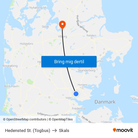 Hedensted St. (Togbus) to Skals map