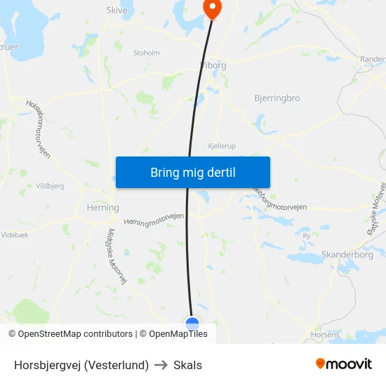 Horsbjergvej (Vesterlund) to Skals map