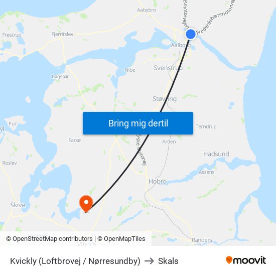 Kvickly (Loftbrovej / Nørresundby) to Skals map