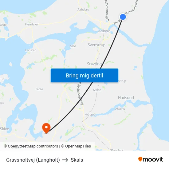 Gravsholtvej (Langholt) to Skals map