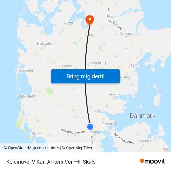 Koldingvej V Karl Ankers Vej to Skals map