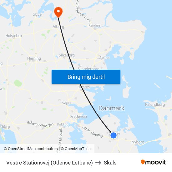 Vestre Stationsvej (Odense Letbane) to Skals map