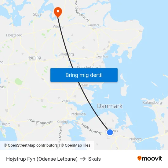 Højstrup Fyn (Odense Letbane) to Skals map