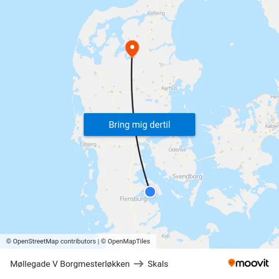 Møllegade V Borgmesterløkken to Skals map