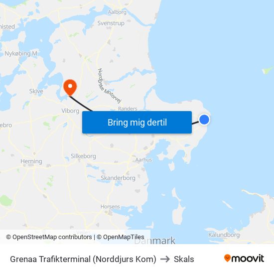 Grenaa Trafikterminal (Norddjurs Kom) to Skals map