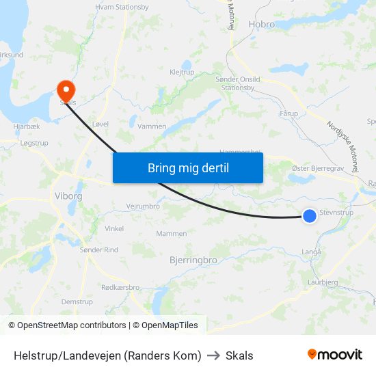 Helstrup/Landevejen (Randers Kom) to Skals map