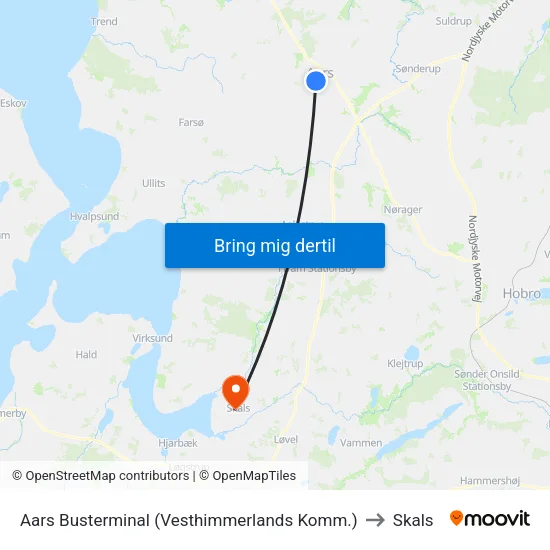 Aars Busterminal (Vesthimmerlands Komm.) to Skals map