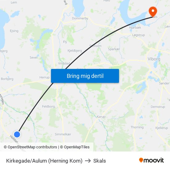 Kirkegade/Aulum (Herning Kom) to Skals map