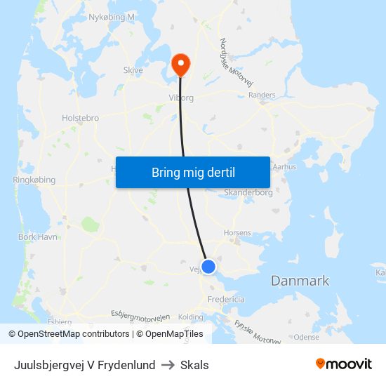 Juulsbjergvej V Frydenlund to Skals map