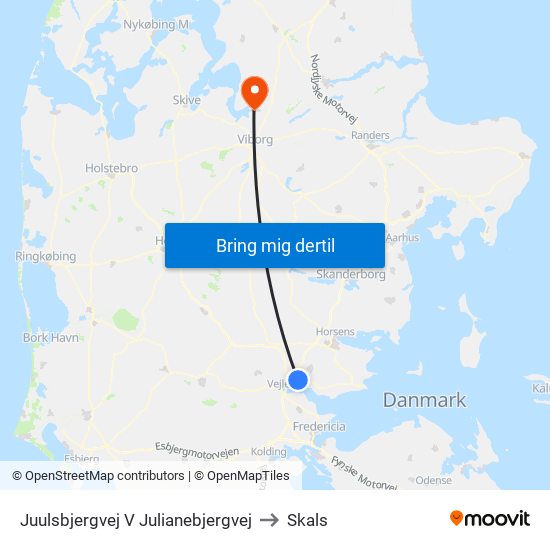 Juulsbjergvej V Julianebjergvej to Skals map