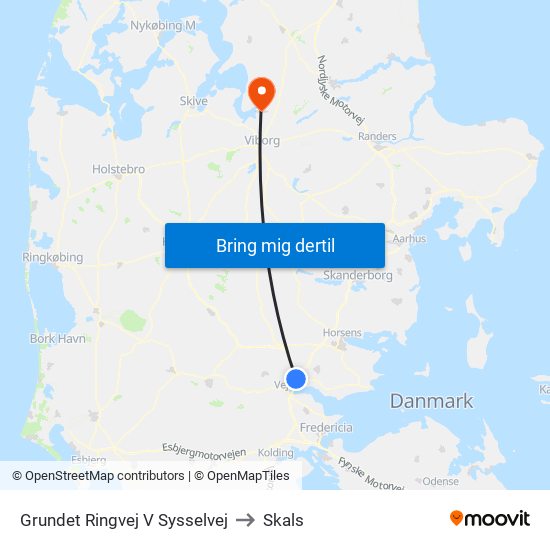 Grundet Ringvej V Sysselvej to Skals map