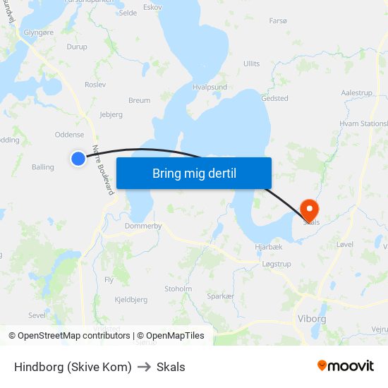 Hindborg (Skive Kom) to Skals map