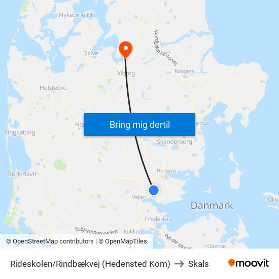 Rideskolen/Rindbækvej (Hedensted Kom) to Skals map