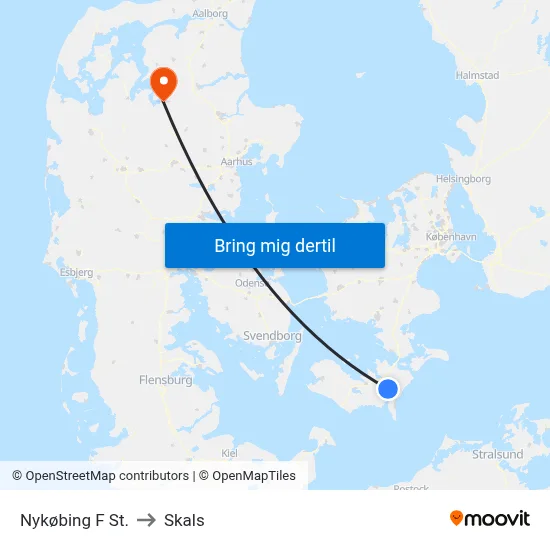 Nykøbing F St. to Skals map