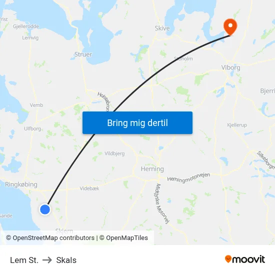 Lem St. to Skals map