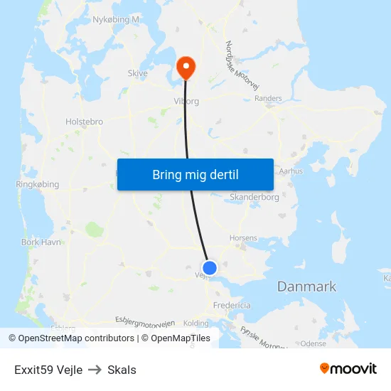 Exxit59 Vejle to Skals map