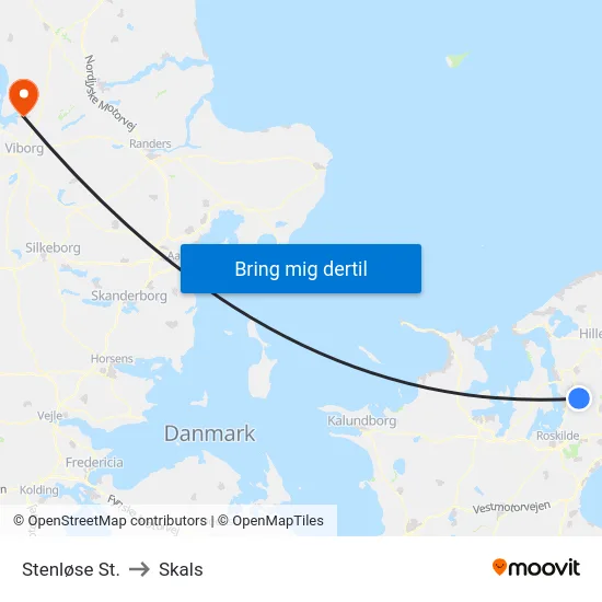 Stenløse St. to Skals map