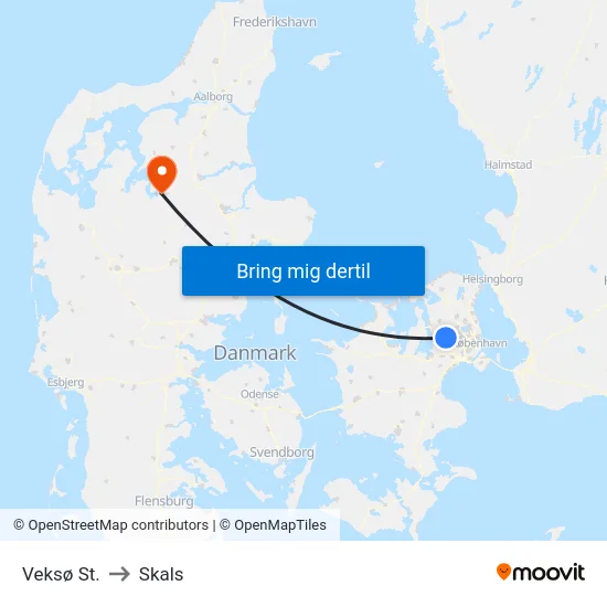 Veksø St. to Skals map