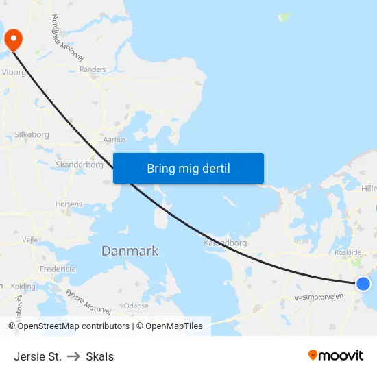 Jersie St. to Skals map