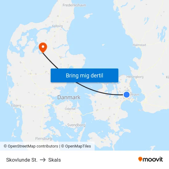 Skovlunde St. to Skals map