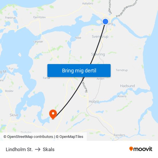 Lindholm St. to Skals map
