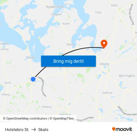 Holstebro St. to Skals map