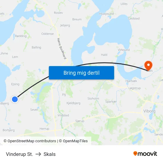 Vinderup St. to Skals map