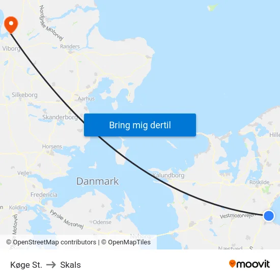 Køge St. to Skals map