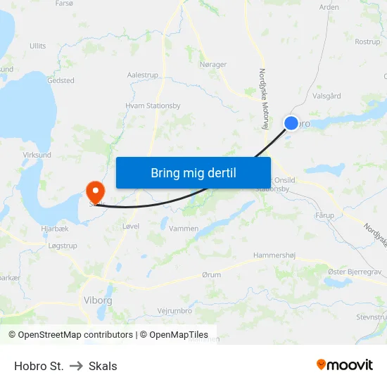 Hobro St. to Skals map