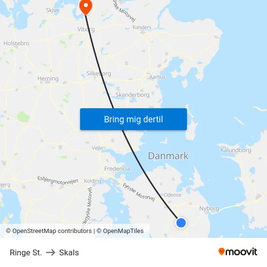 Ringe St. to Skals map