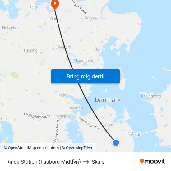 Ringe Station (Faaborg Midtfyn) to Skals map