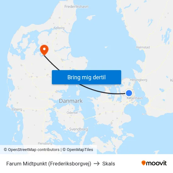Farum Midtpunkt (Frederiksborgvej) to Skals map