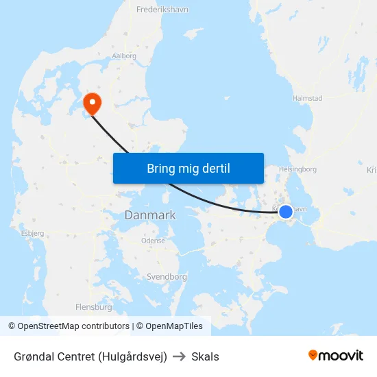 Grøndal Centret (Hulgårdsvej) to Skals map