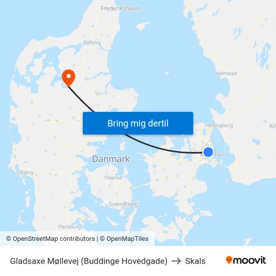 Gladsaxe Møllevej (Buddinge Hovedgade) to Skals map