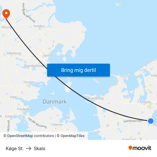Køge St. to Skals map