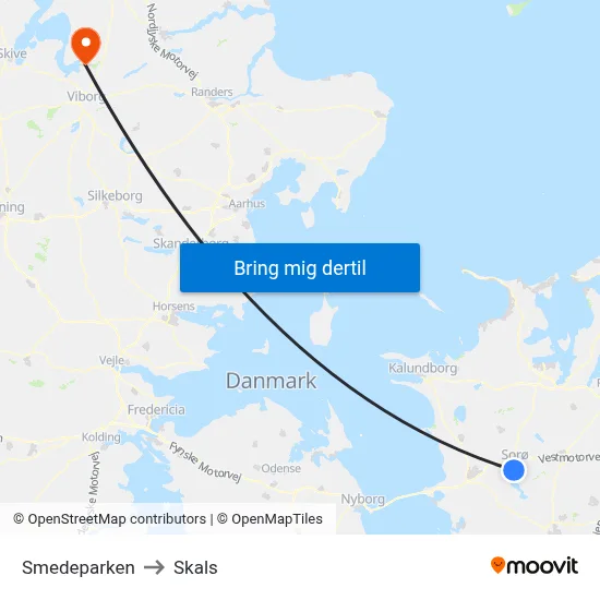 Smedeparken to Skals map